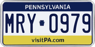 PA license plate MRY0979