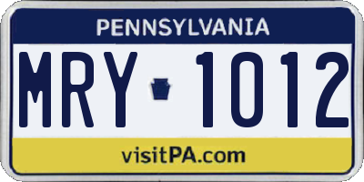 PA license plate MRY1012