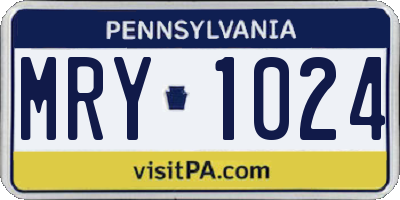 PA license plate MRY1024