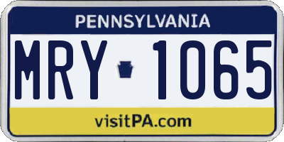 PA license plate MRY1065