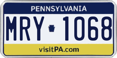PA license plate MRY1068