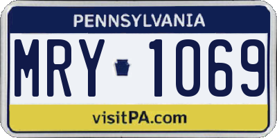 PA license plate MRY1069