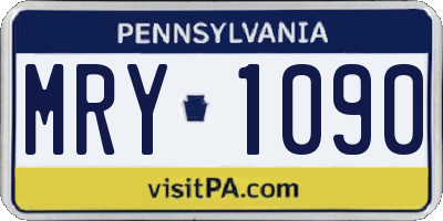 PA license plate MRY1090