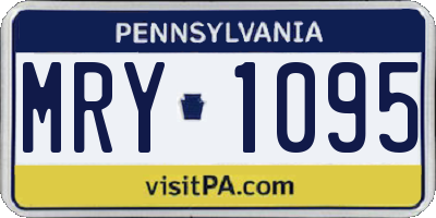 PA license plate MRY1095