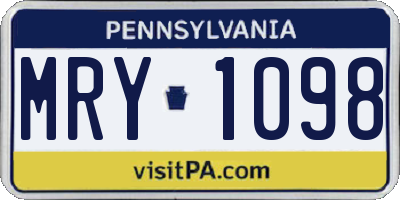 PA license plate MRY1098