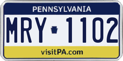 PA license plate MRY1102