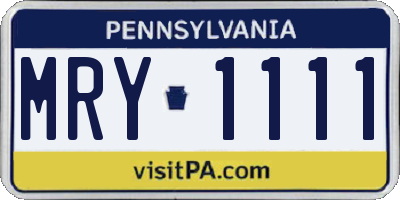 PA license plate MRY1111