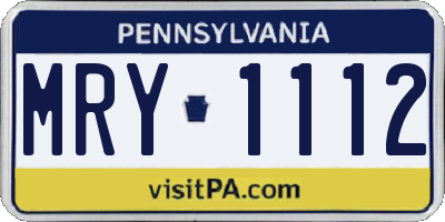 PA license plate MRY1112
