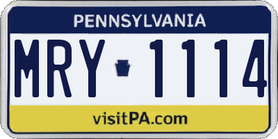 PA license plate MRY1114