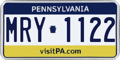 PA license plate MRY1122