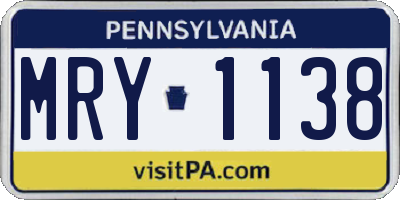 PA license plate MRY1138