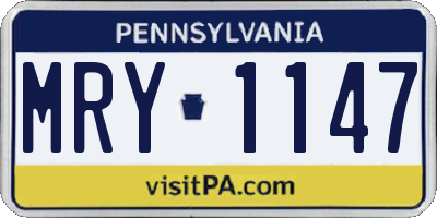 PA license plate MRY1147