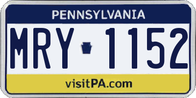 PA license plate MRY1152