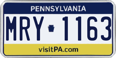 PA license plate MRY1163