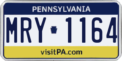 PA license plate MRY1164