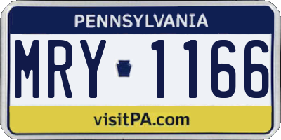 PA license plate MRY1166