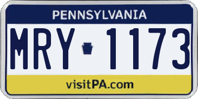 PA license plate MRY1173