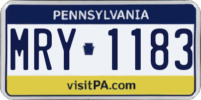 PA license plate MRY1183