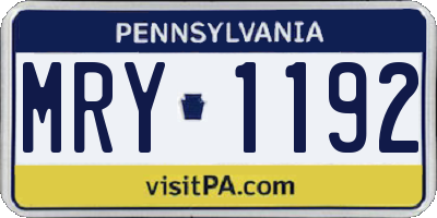 PA license plate MRY1192
