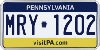 PA license plate MRY1202