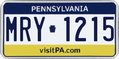 PA license plate MRY1215