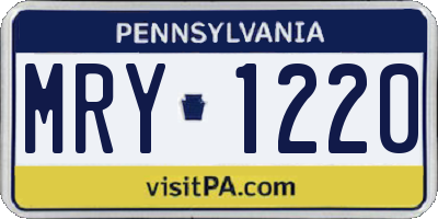 PA license plate MRY1220