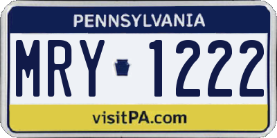 PA license plate MRY1222