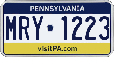 PA license plate MRY1223