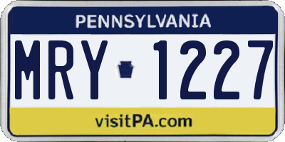 PA license plate MRY1227
