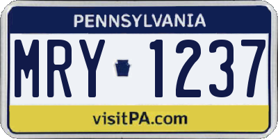 PA license plate MRY1237