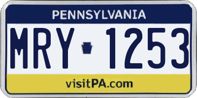 PA license plate MRY1253