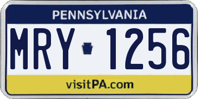 PA license plate MRY1256
