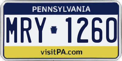 PA license plate MRY1260