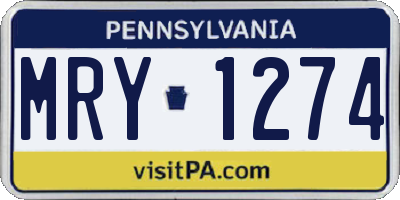 PA license plate MRY1274