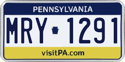PA license plate MRY1291