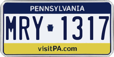 PA license plate MRY1317