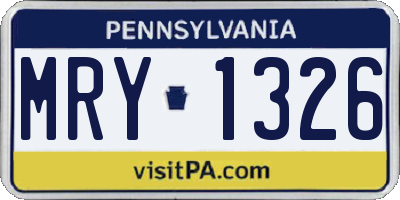 PA license plate MRY1326
