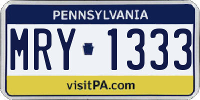 PA license plate MRY1333