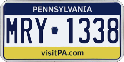 PA license plate MRY1338