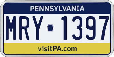 PA license plate MRY1397