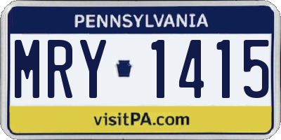 PA license plate MRY1415