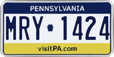 PA license plate MRY1424
