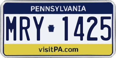 PA license plate MRY1425