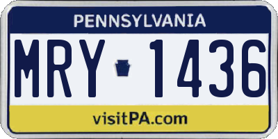 PA license plate MRY1436
