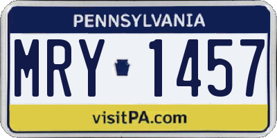 PA license plate MRY1457