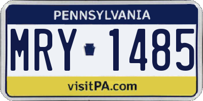 PA license plate MRY1485