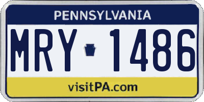 PA license plate MRY1486