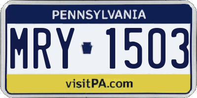 PA license plate MRY1503