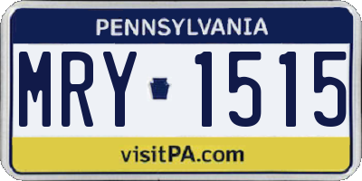 PA license plate MRY1515