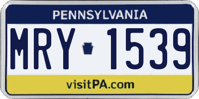 PA license plate MRY1539